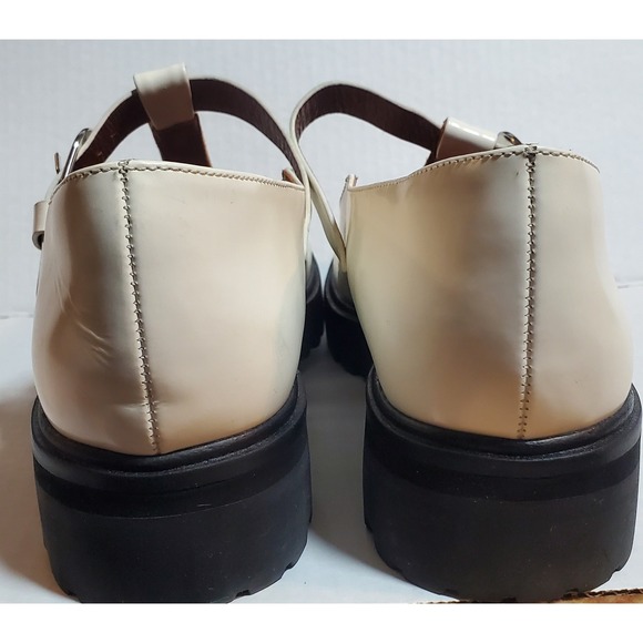 Reformation Abalonia Platform Lug Sole Mary Jane‎ Buckle Shoes Cream Size 11 - Picture 7 of 10